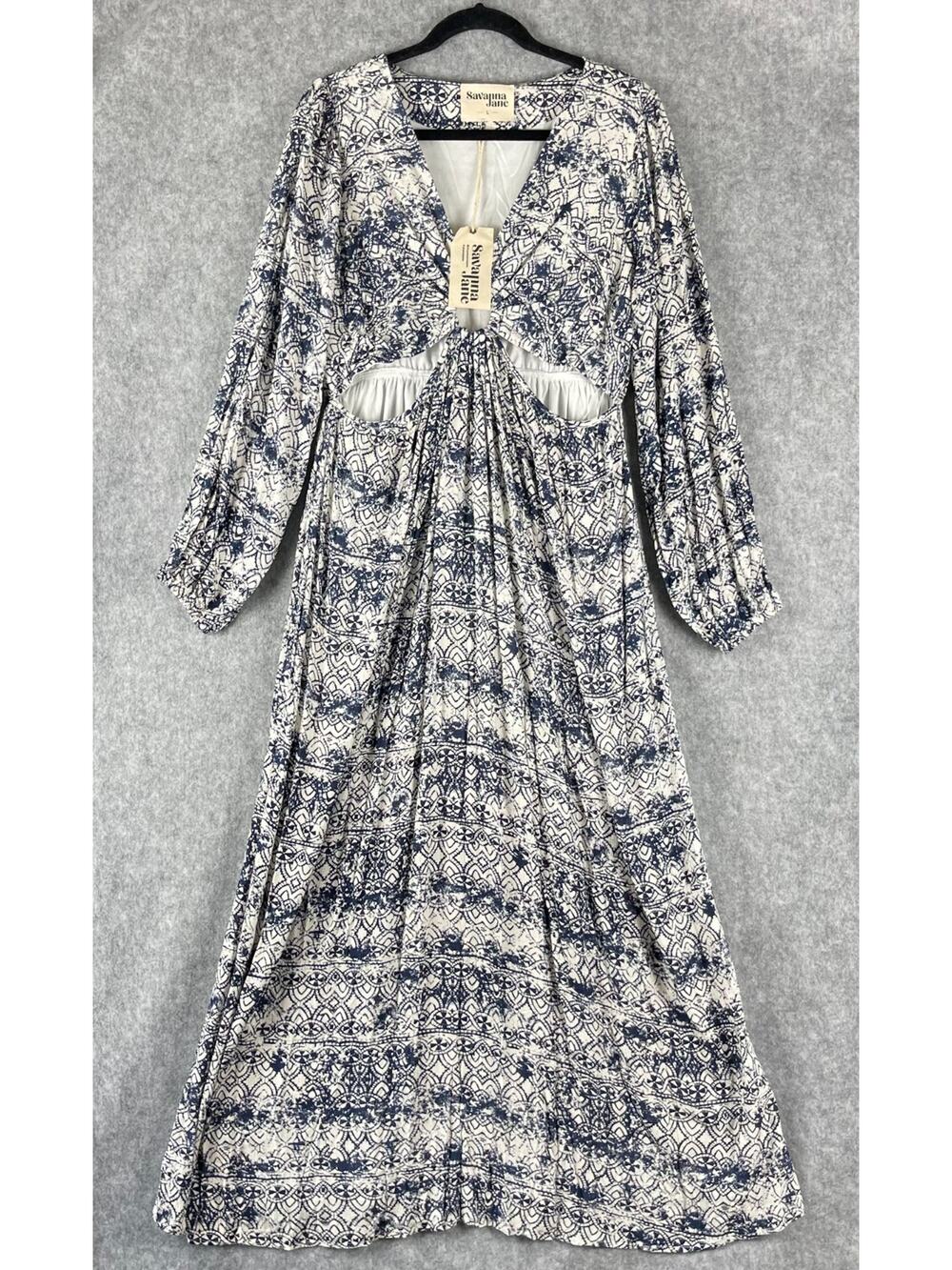 Savanna Jane Maxi Dress Women Large Cut Out Geometric Tribal Boho Peasant NEW